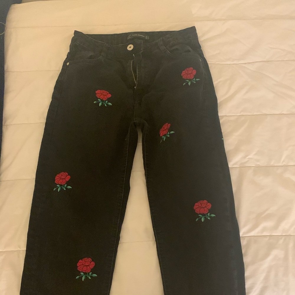 Zara jeans with decorative roses